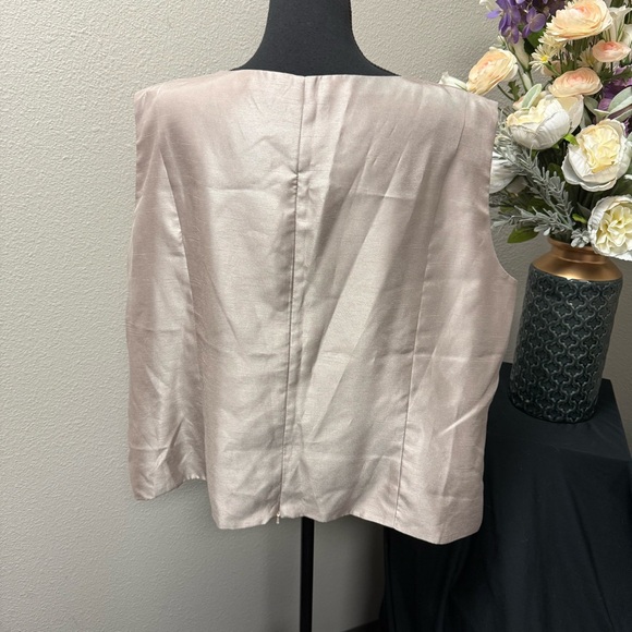 Bahari 24W Champagne Floral Lace Sleeveless Dressy Tank Top Evening Wear - Picture 3 of 8